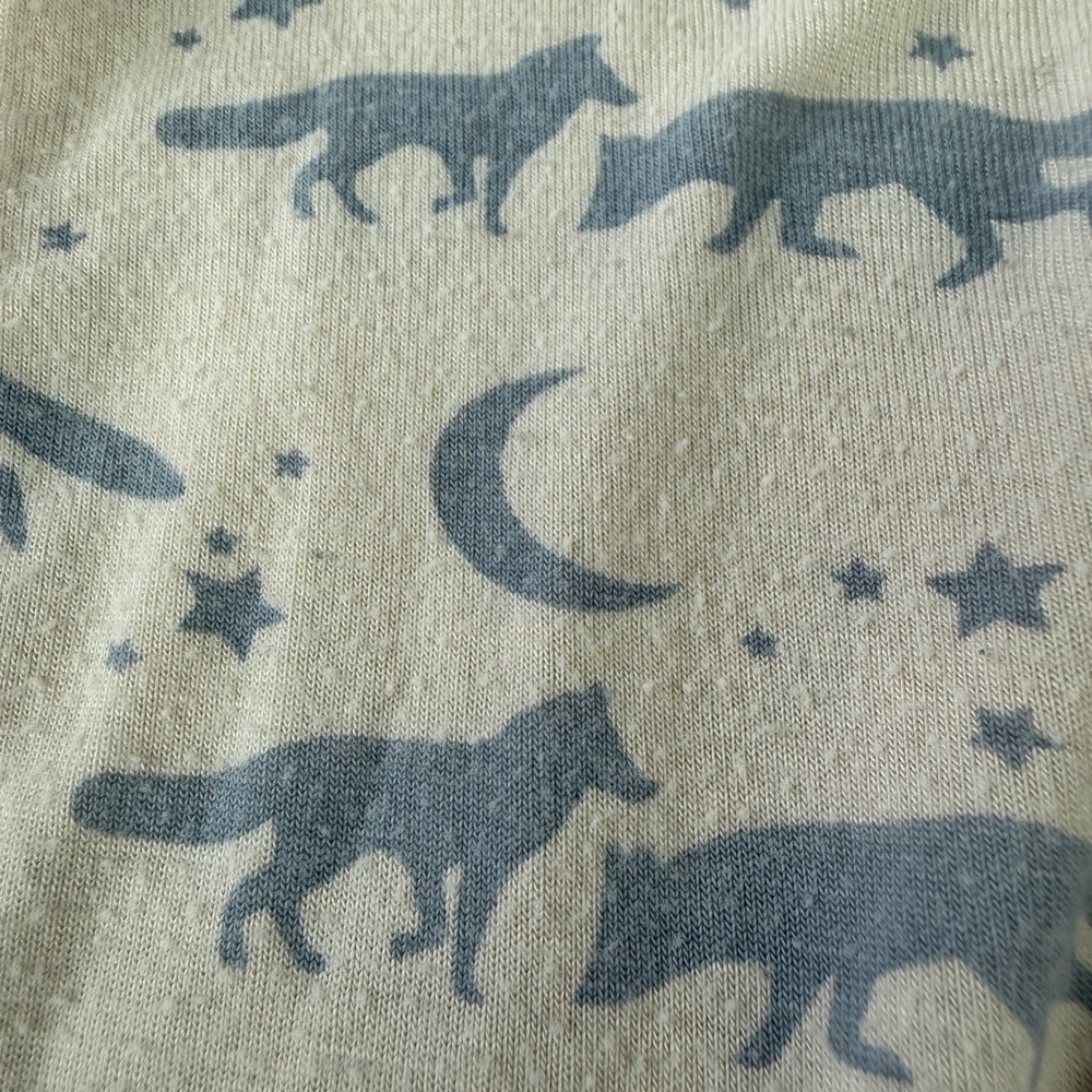 Kate Quinn Bamboo Fox Moon Romper Kids 0-3M Cream Blue Long Sleeve Snaps 12612 - Picture 3 of 7